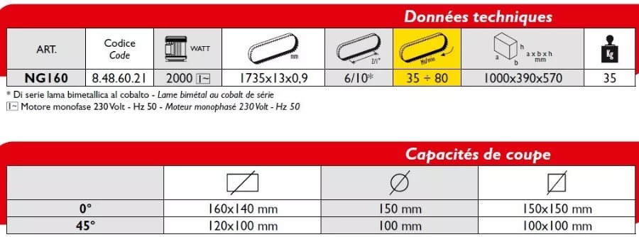 Scie à Ruban Métal FEMI Coupe Rapide +50% - Coupe Max.160mm - NG160 5 Scie à Ruban Métal FEMI Coupe Rapide +50% - Coupe Max.160mm - NG160 – Image 3